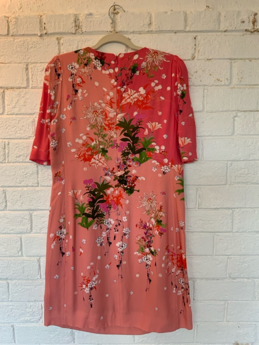 Givenchy Couture Japanese Floral Pattern Sheath Dress in Pinks & Peach - Picture 5 of 11